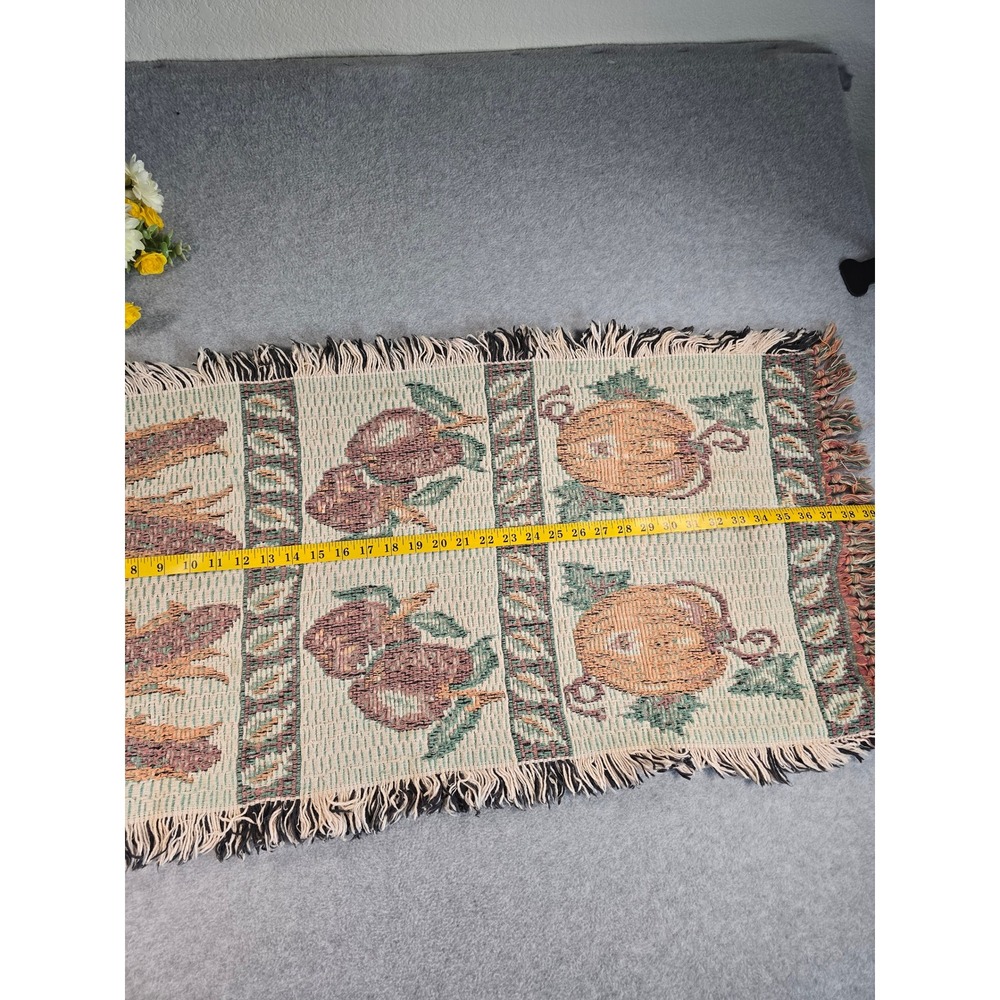 Vintage Fall Harvest Thanksgiving Tapestry Table Runner Autumn Pumpkin 38x20 - Picture 5 of 7